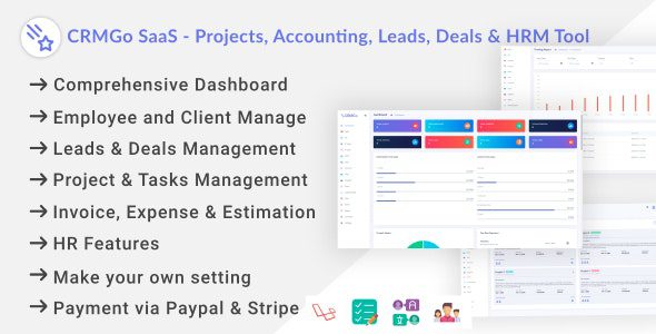 CRMGo SaaS v2.3.0 – Projects, Accounting, Leads, Deals & HRM Tool