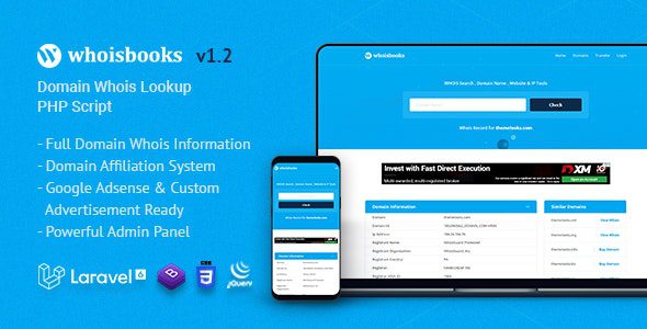 v.1.2 – WhoisBooks – Domain Whois Lookup PHP Script