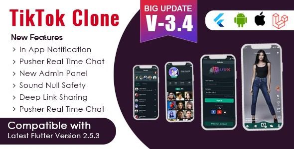 Flutter – TikTok | Triller Clone & Short Video Streaming Mobile App for Android & iOS v3.4