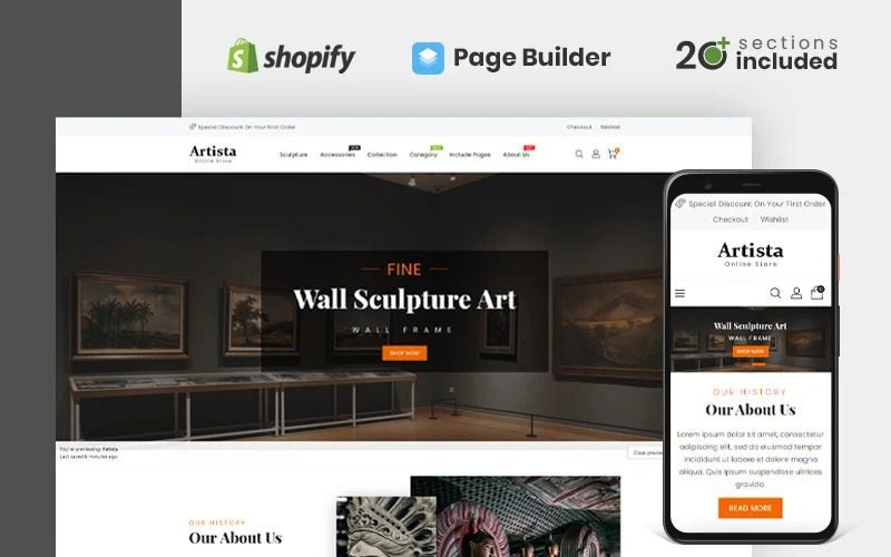 Artista Art Gallery Store Shopify Theme #