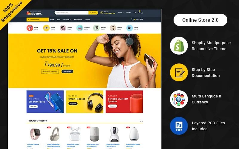 Electro Mega Shop Multipurpose Elementor Shopify Store #
