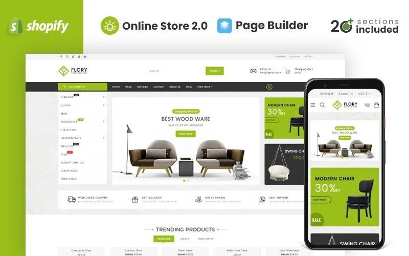 Flory Nulled Furniture Store Shopify 主题免费下载
