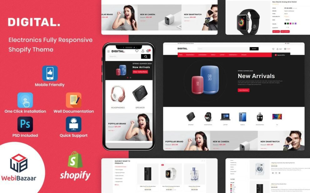 数字无效多用途电子产品 Shopify 主题免费下载