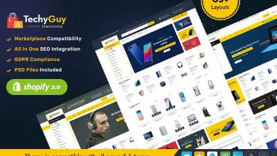 TechyGuy Nulled Electronics and Computers Multipurpose Shopify 响应式主题 Shopify 主题免费下载