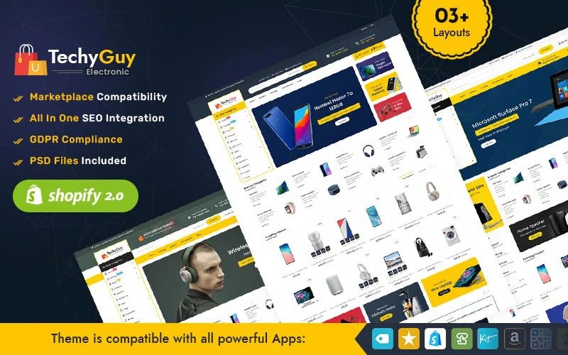 TechyGuy Nulled Electronics and Computers Multipurpose Shopify 响应式主题 Shopify 主题免费下载