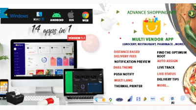 Multi-Vendor v2.5 Food, Grocery, Pharmacy & Courier Delivery App |14 apps