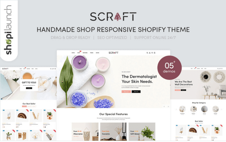 免费下载 Scraft - Handmade Shop Responsive Shopify-thema Nulled