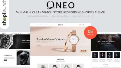 Qnea – Minimal & Clean Watch Store Shopify Theme Template Monster