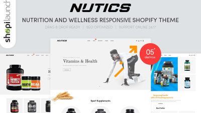 Nutics – Nutrition and Wellness Responsive Shopify Theme Template Monster