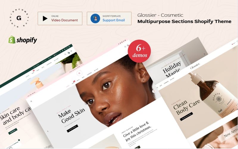 Glossier – Multipurpose Sections Shopify Theme Template Monster