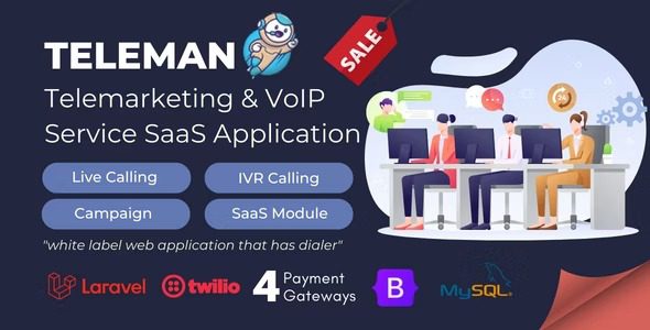 Teleman v2.0.0 Telemarketing & VoIP Service SaaS Application