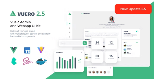 Vuero Nulled VueJS 3 Admin and Webapp UI Kit Free Download