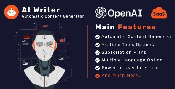 AI Writer SaaS Nulled Powerful Automatic Content Generator Tools & Writing Assistant Free Download