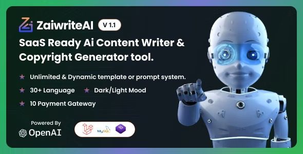 ZaiwriteAI v.1.4 – Ai Content Writer & Copyright Generator tool With SAAS.