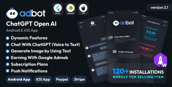 AdBot v2.3 – ChatGPT Open AI Android and iOS App
