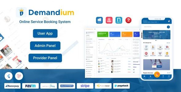Demandium Nulled Multi Provider On Demand, Handyman, Home service App with admin panel Free Download