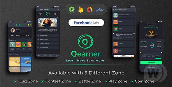 Fixed* Qearner v2.0.5 – Quiz App | Android Quiz game with Earning System + Admin panel