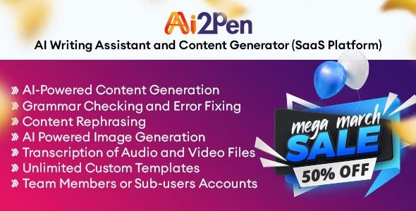 Ai2Pen Nulled AI Writing Assistant and Content Generator (SaaS Platform) Free Download