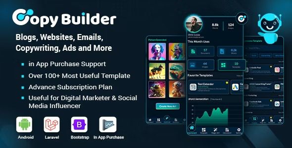 Copy Builder Nulled OpenAI ChatGPT AI Writing Assistant, AI Image Generator, and Content Creator as SaaS Free Download