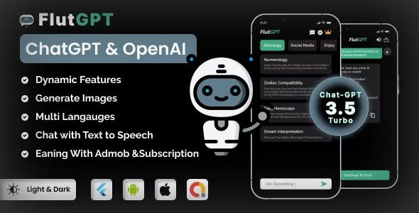 FlutGpt Nulled ChatGPT Flutter Full Application Art Generator ADMOB Subscription Plan Free Download