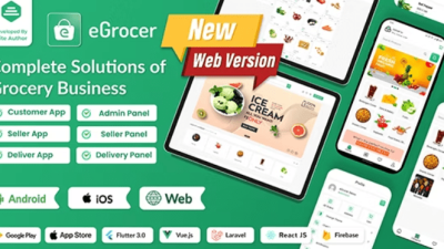 eGrocer Nulled Online Multi Vendor Grocery Store, eCommerce Marketplace Flutter Full App with Admin Panel Free Download