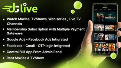 DTLive v.1.2 – Flutter App (Android – iOS – Website – AndroidTV) Movies – TV Series – Live TV Channel OTT