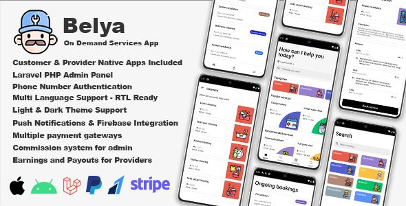 Belya On Demand Service App Customer & Provider Apps with Admin Panel Free Download