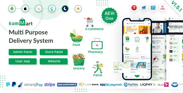 Fixed* 6amMart v2.2.1 Multivendor Food, Grocery, eCommerce, Parcel, Pharmacy delivery app with Admin & Website [Activated]