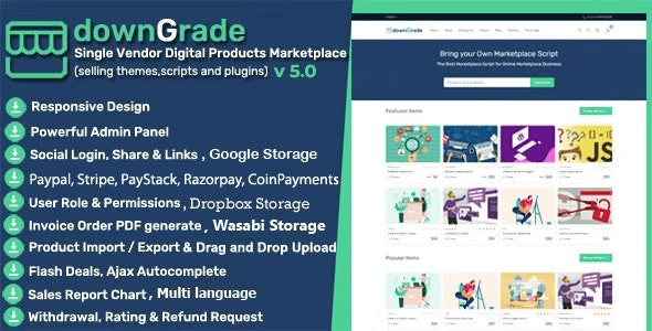downGrade v5.0 Single Vendor Digital Products Marketplace