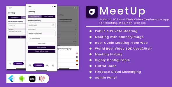 MeetUp v.2.4.0 – Android, iOS and Web Video Conference App for Meeting, Webinar, Classes