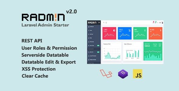 Radmin v3.5.0 Laravel Admin starter with REST API, User Roles & Permission
