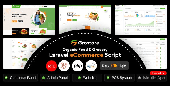 GroStore v2.6.0 Food & Grocery Laravel eCommerce with Admin Dashboard