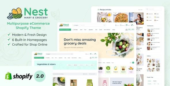 Nest Nulled Grocery Store eCommerce Shopify Theme Free Download