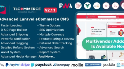 Fixed* TLCommerce v2.1.1 Laravel & VueJS Powered Ecommerce CMS with PWA
