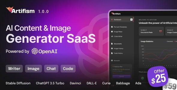 Artifism AI Content & Image Generator SaaS Nulled