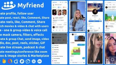 Myfriend v3.0 – Friend Chat Post Tiktok Follow Radio Group ecommerce Zoom Live clone social network app