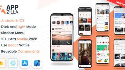 AppZilla Mobile React Native UI KIT Elements Andriod + iOS