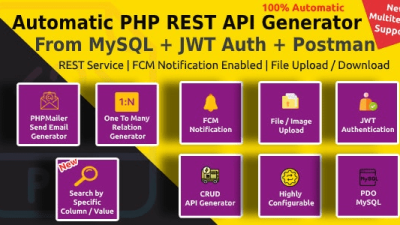 Automatic PHP REST API Generator + Postman Docs from MySQL Database With JWT Token Authentication v4.9