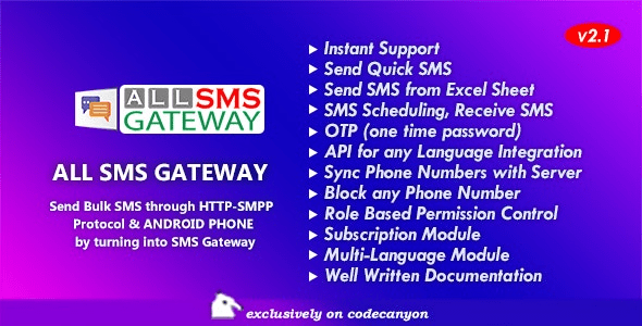 All SMS Gateway v3.0 Send Bulk SMS through HTTP-SMPP Protocol & Android Phone