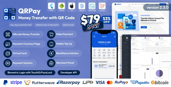 QRPay v2.4.0 Money Transfer with QR Code Full Solution
