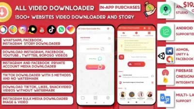 All Video Downloader & StorySaver v9.7.8 1500 Websites Earning-Snackvideo, Whatsapp, Tiktok, Instagram, FB