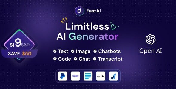 FastAi SaaS AI Content Voice Text Image Chat & Code Generator Free Download