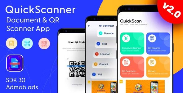 QuickScan - Document Scanner & QR Code Scanner - QR Scanner with Admob Ads Free Download