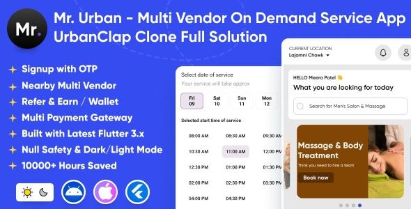 Mr. Urban v1.0 Multi Vendor On Demand Home Service App | UrbanClap Clone | Android & iOS Full Solution
