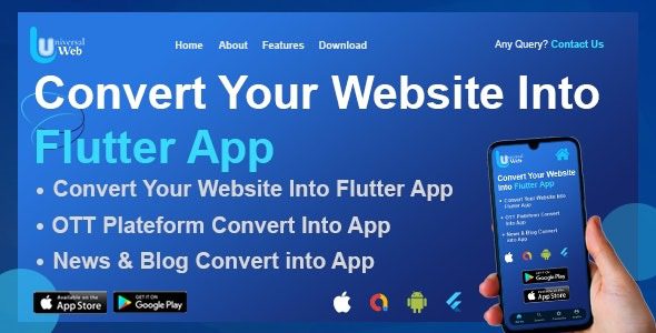 UniversalWeb (v1.0.0) Convert Website to a Flutter App | Webview App | Web To App |Andorid | iOS