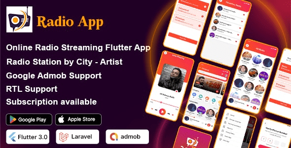 DTRadio (v1.0.0) Online Radio flutter (iOS – Android) full application with admin panel