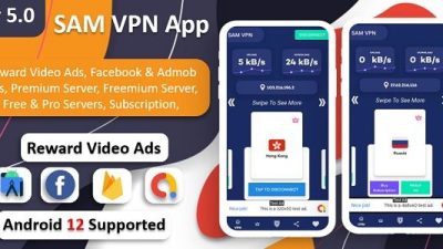 SAM VPN App (v6.0) Secure VPN and Fast Servers VPN | Reward Video Ads | Subscription | Admob & FB Ads
