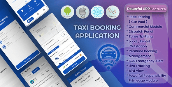 Cab2u (v1.3.0) Complete Taxi Booking Solution | Uber Clone | In-Driver App