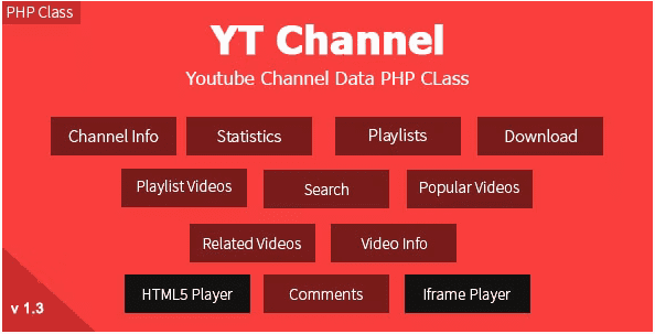 YT Channel (v1.3.5) YouTube Channel And Video Details API V3 PHP Class [Tatwerat-Team] 