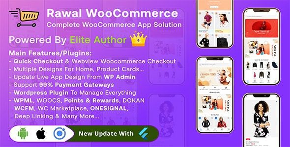 Rawal (v3.1.1) Ionic Woocommerce & Flutter Woocommerce Full Mobile Application Solution with Setting Plugin